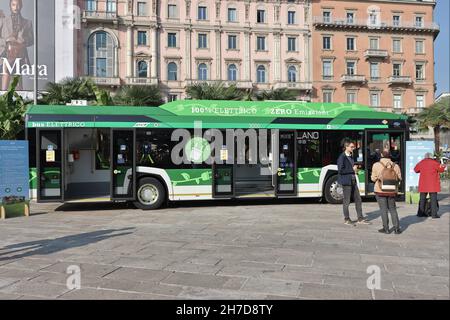 New electric bus used by ATM, Milan public transport company. Stock Photo