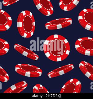 Casino pattern. Token collection gaming items coins for casino players gambling blackjack decent vector realistic seamless background Stock Vector