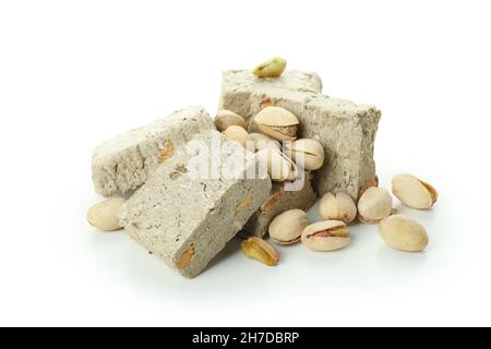 Halva with pistachio isolated on white background Stock Photo