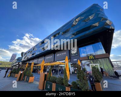 Exterior of Ocean Plaza shopping mall, with 400 shops in the city of Kiev, Ukraine Stock Photo