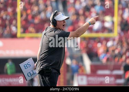 UCLA Bruins head coach Chip Kelly during a NCAA football game against the USC Trojans, Saturday, Nov. 20, 2021, in Los Angeles, the Bruins defeated th Stock Photo
