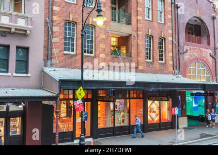 Louis Vuitton luxury goods store at the T Galleria in The Rocks area of Sydney on George Street, Australia. Stock Photo