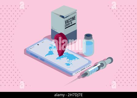 vaccine location isometric Stock Vector