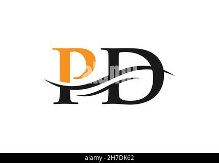 Swoosh Letter PD Logo Design for business and company identity. Water Wave PD Logo with modern trendy Stock Vector