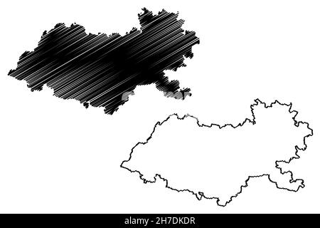 Virudhunagar district (Tamil Nadu State, Republic of India) map vector illustration, scribble sketch Virudhunagar map Stock Vector