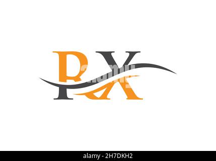 RX R X Letter Logo Design with Swoosh and Black Lines. Modern Creative ...