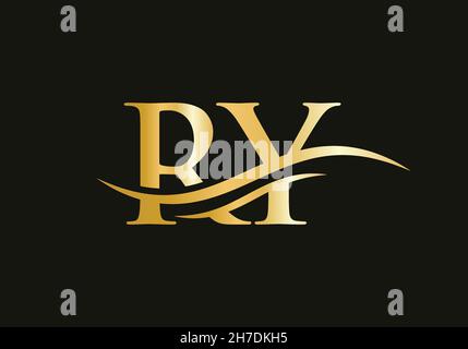 Initial RY letter linked logo vector template. Swoosh letter RY logo design. RY Logo design vector Stock Vector