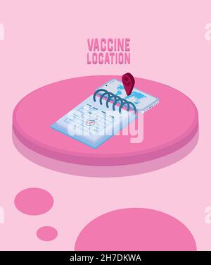 vaccine location with calendar Stock Vector