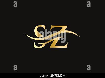 SZ Logo design vector. Swoosh letter SZ logo design. Initial SZ letter linked logo vector template Stock Vector