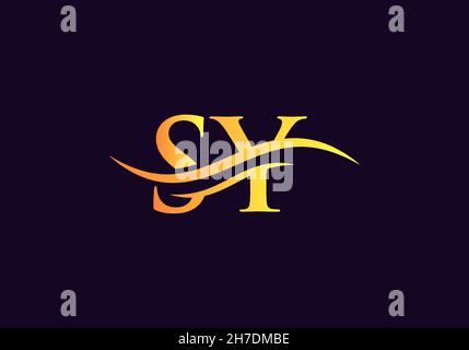 Initial SY letter linked logo vector template. Swoosh letter SY logo design. SY Logo design vector Stock Vector