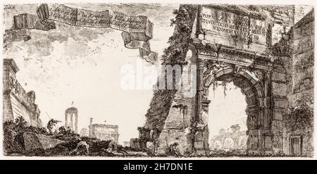 Piranesi. Arco di Tito (Arch of Titus), etching by Giovanni Battista Piranesi, 1748 Stock Photo