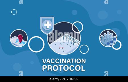 vaccination protocol isometric icons Stock Vector