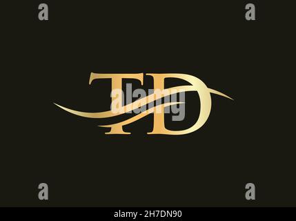 Gold td letter logo design Royalty Free Vector Image