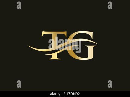 Water Wave TG Logo Vector. Swoosh Letter TG Logo Design for business ...