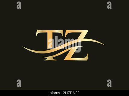 TZ T Z Letter Logo Design with Swoosh and Black Lines. Modern Creative ...