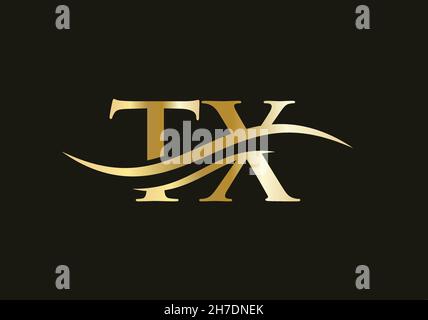Initial TX letter linked logo vector template. Swoosh letter TX logo design. TX Logo design vector Stock Vector