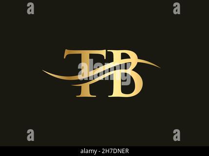 TB logo design. Initial TB letter logo vector. Swoosh letter TB logo design Stock Vector