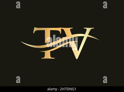 TV letter logo. Initial TV letter business logo design vector template Stock Vector