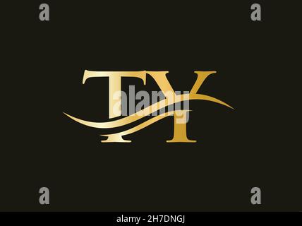 TY Logo design vector. Swoosh letter TY logo design. Initial TY letter linked logo vector template Stock Vector