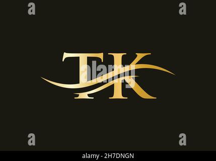 TK logo. Monogram letter TK logo design Vector. TK letter logo design with modern trendy Stock Vector