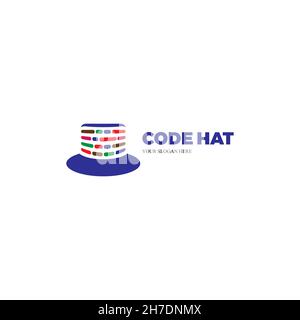 Code hat logo. Combine logo design. Coding education company symbol Stock Vector