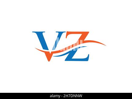 VZ Logo design vector. Swoosh letter VZ logo design. Initial VZ letter linked logo vector template Stock Vector