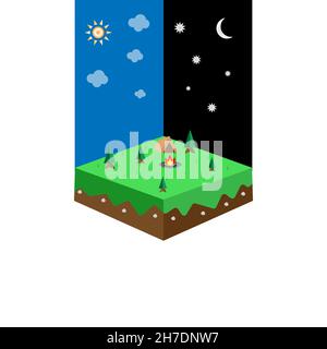 Isometric camping design. 3d nature travel concept Stock Vector