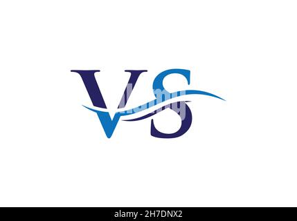Water Wave VS Logo Vector. Swoosh Letter VS Logo Design for business and company identity Stock Vector