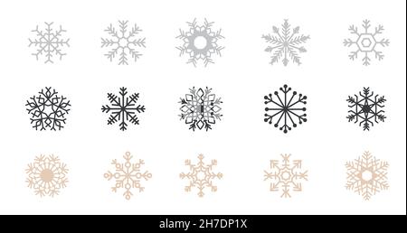 Snowflake Line Icons Editable Stroke. illustration on white Stock Vector