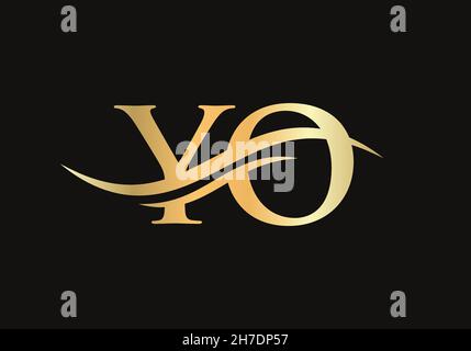 YO logo design. Initial YO letter logo vector. Swoosh letter YO logo design Stock Vector