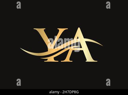 YA logo Design. Premium Letter YA Logo Design with water wave concept Stock Vector
