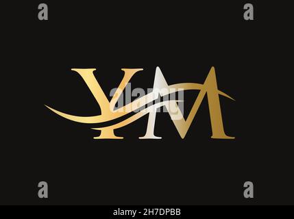 Initial YM letter linked logo vector template. Swoosh letter YM logo design. YM Logo design vector Stock Vector