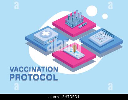 vaccination protocol with calendar Stock Vector