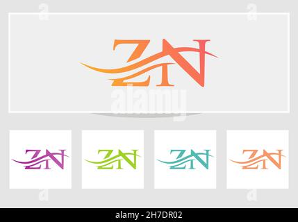ZN logo Design. Premium Letter ZN Logo Design with water wave concept Stock Vector
