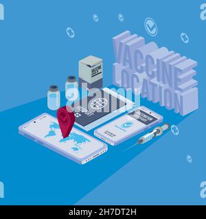 vaccine location lettering Stock Vector