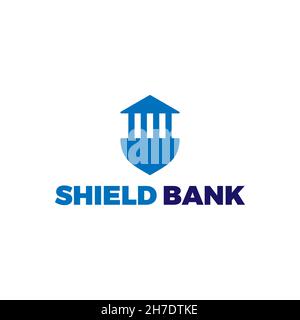 Shield bank logo. Combine logo design. Finance symbol. Stock Vector