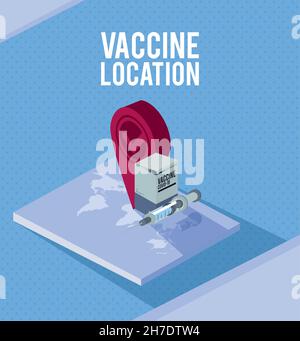 vaccine location isometric Stock Vector