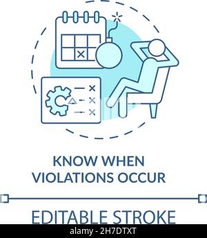 Know when violations occur blue concept icon Stock Vector
