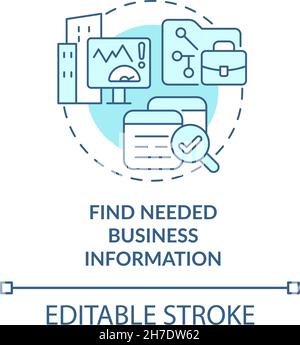 Find needed business information blue concept icon Stock Vector
