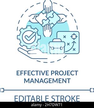 Effective project management blue concept icon Stock Vector