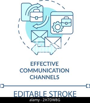 Effective communication channels blue concept icon Stock Vector