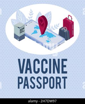 vaccine passport lettering Stock Vector