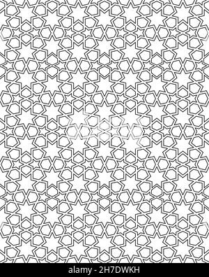 Seamless geometric ornament based on traditional islamic art.Great design for fabric,textile,cover,wrapping paper,background. Thin double lines. Stock Vector