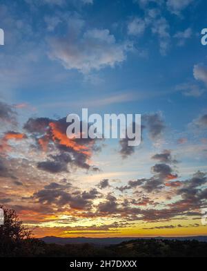Sunnset over landscape in the Cabo de Gata Níjar Natural Park in southern Spain at the Mediterranean sea Stock Photo