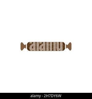 Rolling pin flat icon. Wood kitchen equipment symbol logo design element Stock Vector
