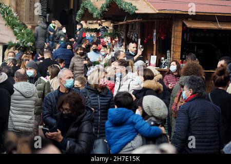 Christmas in Arezzo Tuscany. People visit Christmas Market in