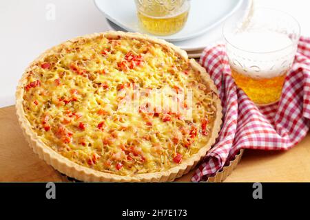 Savoy cabbage tart made with short-crust pastry Stock Photo