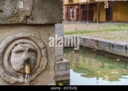 Fountain detail in Plaza del Grano in the city of Leon in Spain  Stock Photo