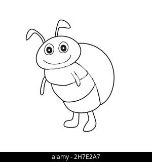 Simple coloring page. Outlined beetle. Vector line art illustration coloring page on white Stock Vector