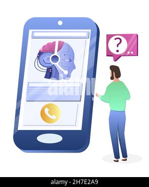 Online customer support, personal virtual assistant, AI chatbot consultant. Chat bot consulting service, vector. Stock Vector